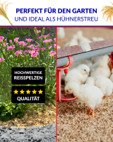Reisspelzen 2,4L - Kieselsäure (Silizium) für gesunde Pflanzen, Mulch als Sonnenschutz für Hochbeete, Gemüse- & Zimmerpflanzen, Einstreu-Zusatz für glückliche Hühner, Wachteln, Terrarien
